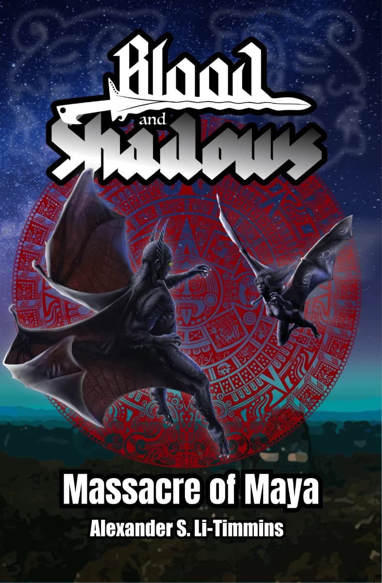 Book cover for Blood and Shadows: Massacre of Maya by Alexander S. Li-Timmins